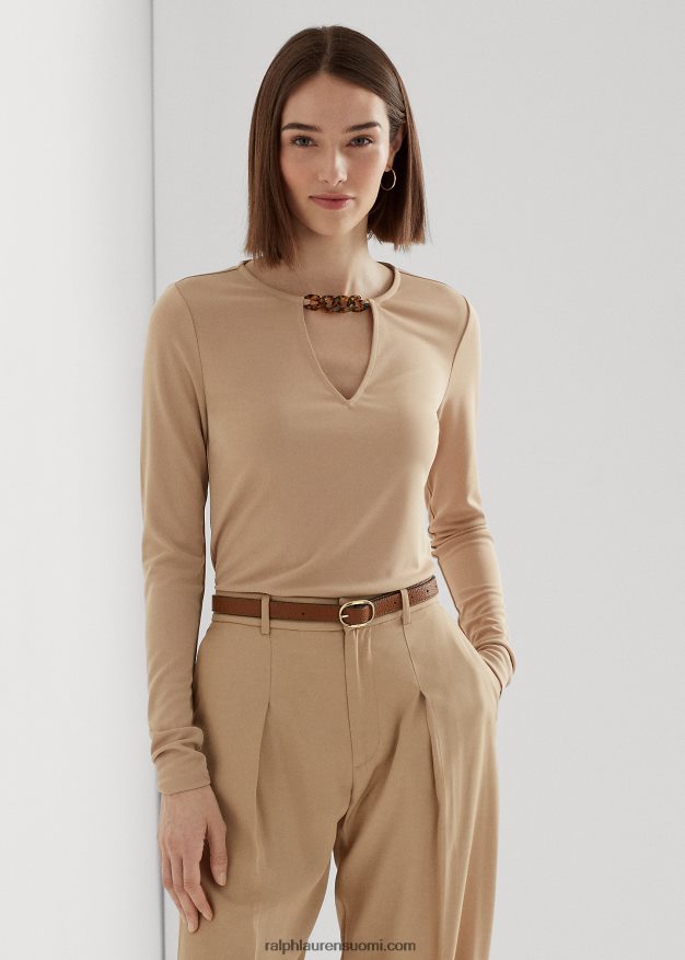 Ralph Lauren naiset ketjureunainen stretch-jerseytoppi 0Z24ZR4304 koivunrusketus