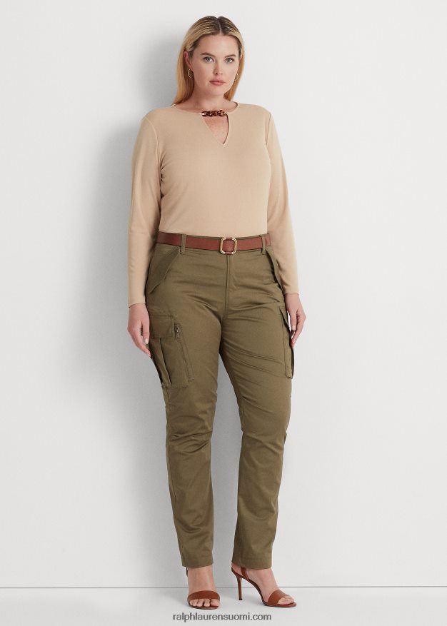 Ralph Lauren naiset ketjureunainen stretch-jerseytoppi 0Z24ZR4510 koivunrusketus