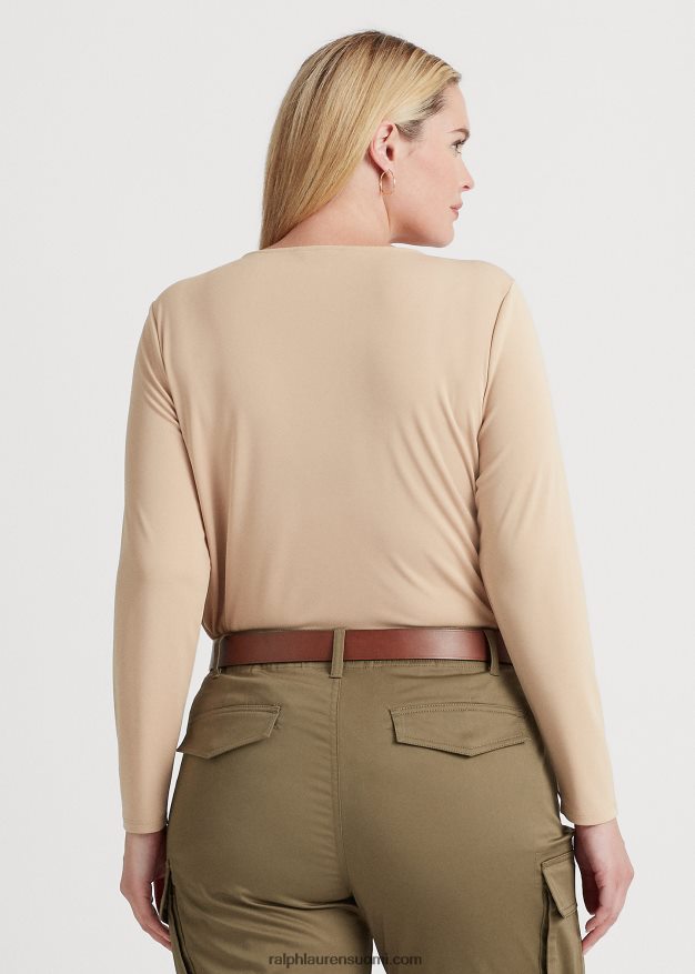 Ralph Lauren naiset ketjureunainen stretch-jerseytoppi 0Z24ZR4510 koivunrusketus