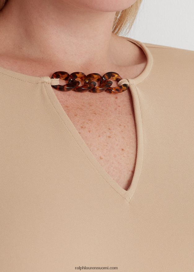 Ralph Lauren naiset ketjureunainen stretch-jerseytoppi 0Z24ZR4510 koivunrusketus