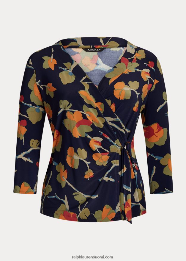 Ralph Lauren naiset kukkainen joustava trikoopaita 0Z24ZR4496 sininen multi