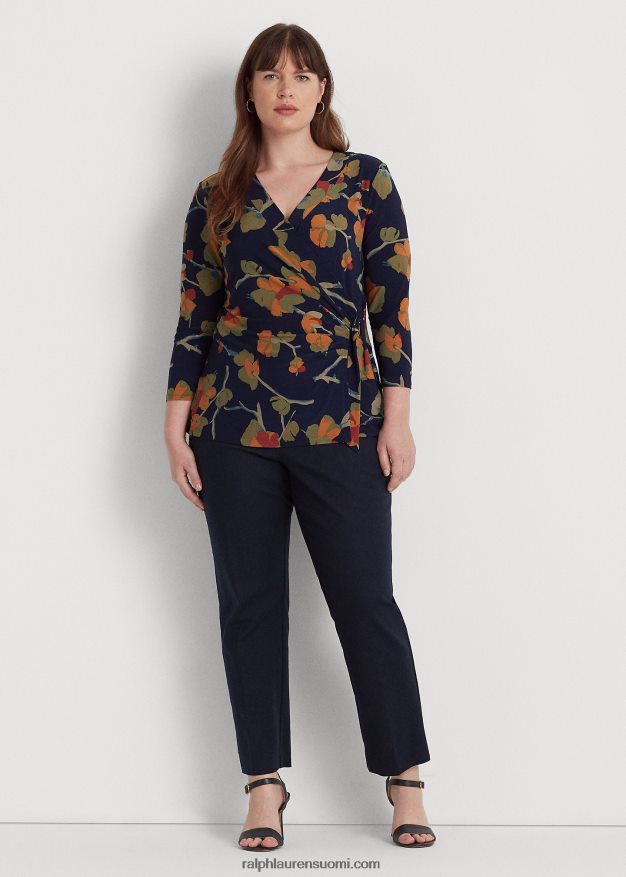 Ralph Lauren naiset kukkainen joustava trikoopaita 0Z24ZR4496 sininen multi