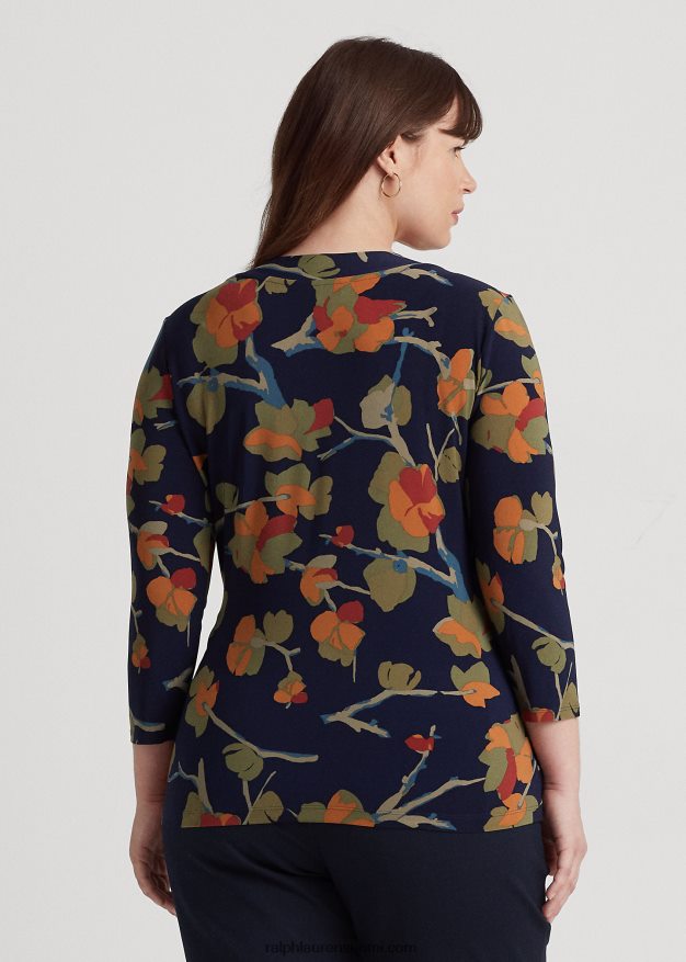 Ralph Lauren naiset kukkainen joustava trikoopaita 0Z24ZR4496 sininen multi