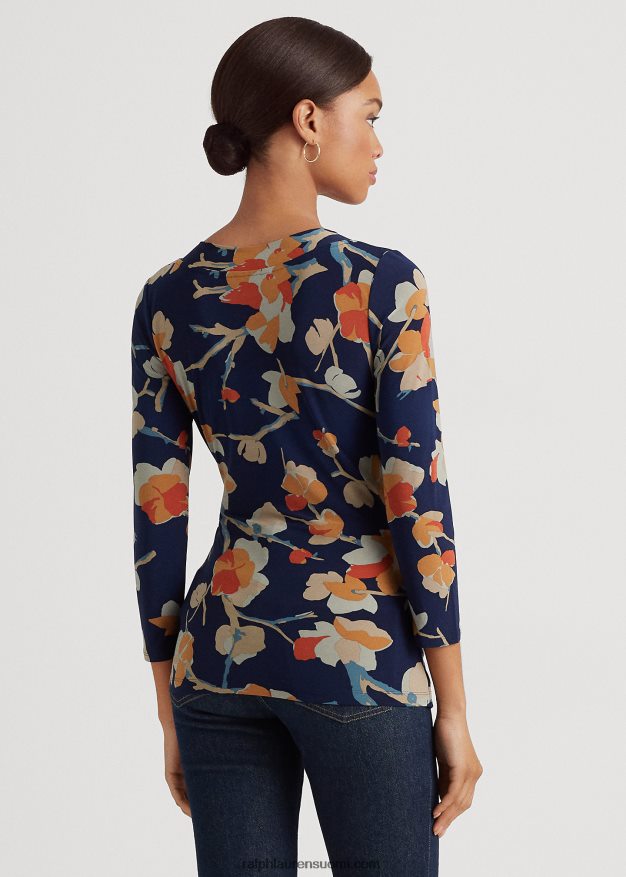 Ralph Lauren naiset kukkainen joustava trikoopaita 0Z24ZR9162 sininen multi