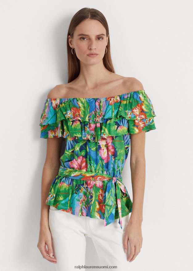 Ralph Lauren naiset kukkainen trikoo olkapäillä 0Z24ZR4351 vihreä/sininen multi