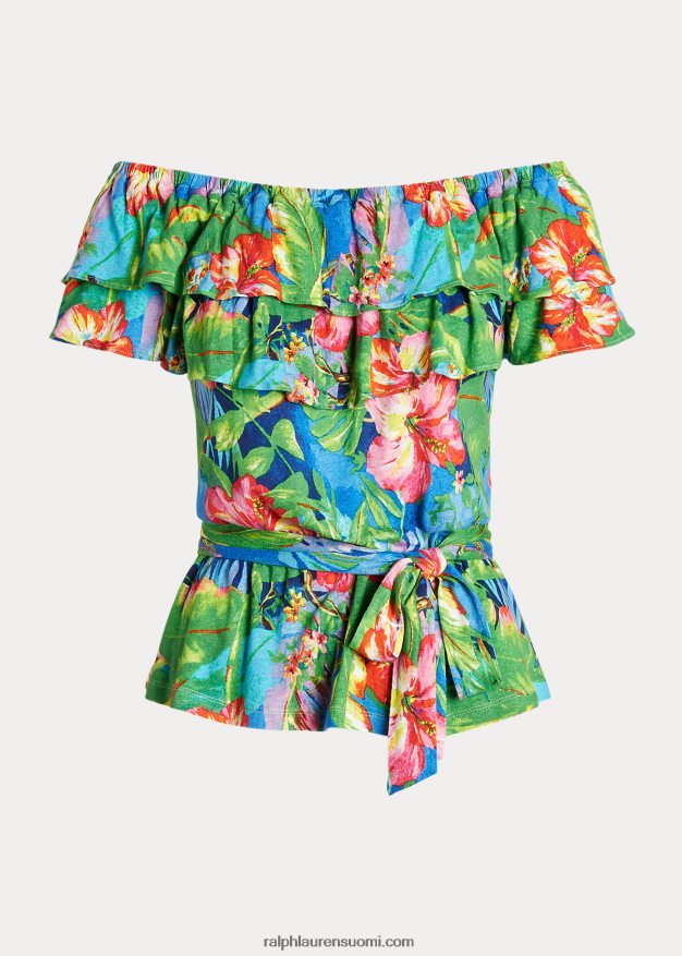 Ralph Lauren naiset kukkainen trikoo olkapäillä 0Z24ZR4351 vihreä/sininen multi