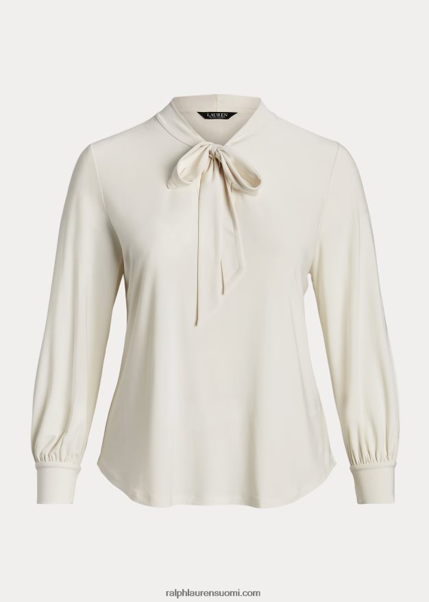 Ralph Lauren naiset solmittava pääntie, joustava trikoopaita 0Z24ZR4673 mascarpone-kermaa