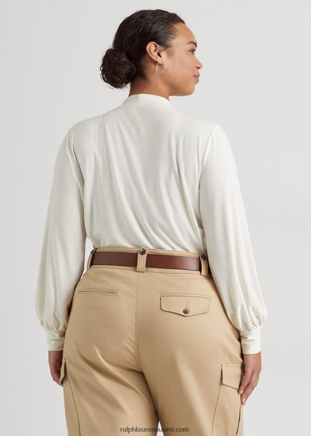 Ralph Lauren naiset solmittava pääntie, joustava trikoopaita 0Z24ZR4673 mascarpone-kermaa