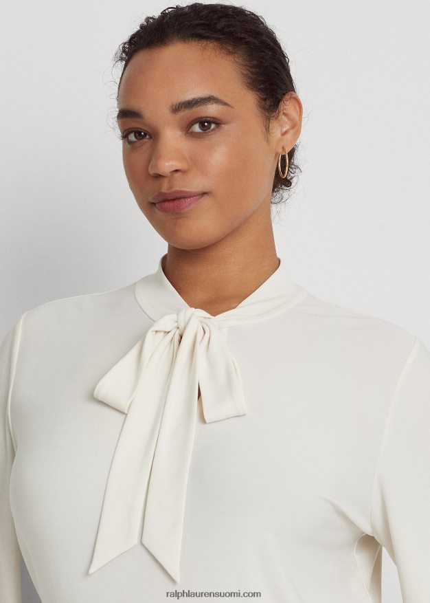 Ralph Lauren naiset solmittava pääntie, joustava trikoopaita 0Z24ZR4673 mascarpone-kermaa