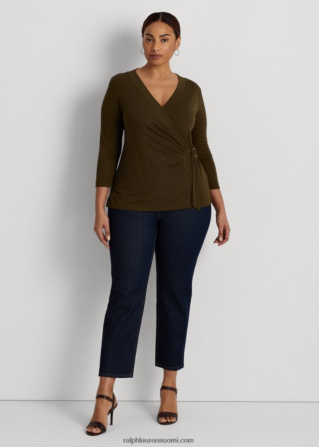 Ralph Lauren naiset stretch jersey toppi 0Z24ZR4493 kasvitieteellinen vihreä