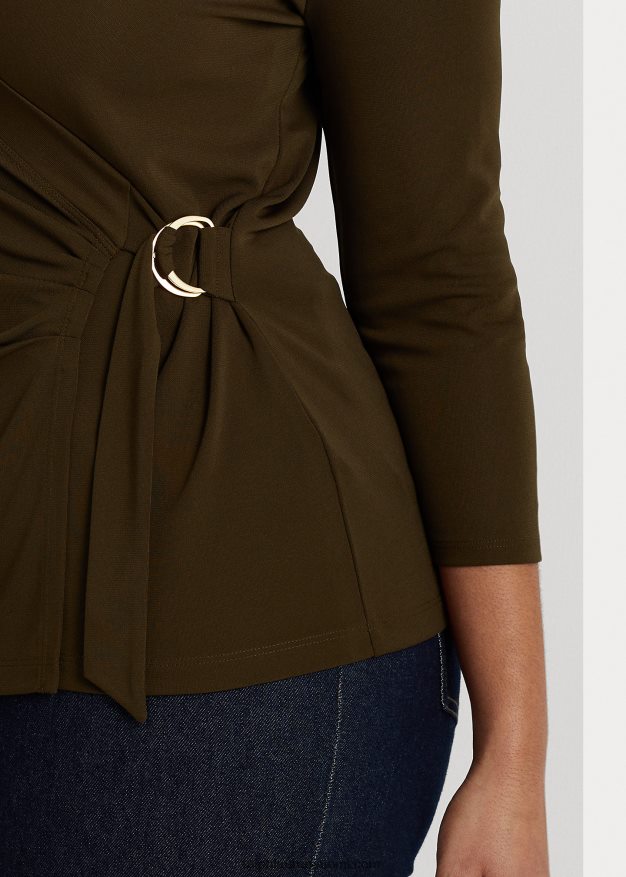 Ralph Lauren naiset stretch jersey toppi 0Z24ZR4493 kasvitieteellinen vihreä