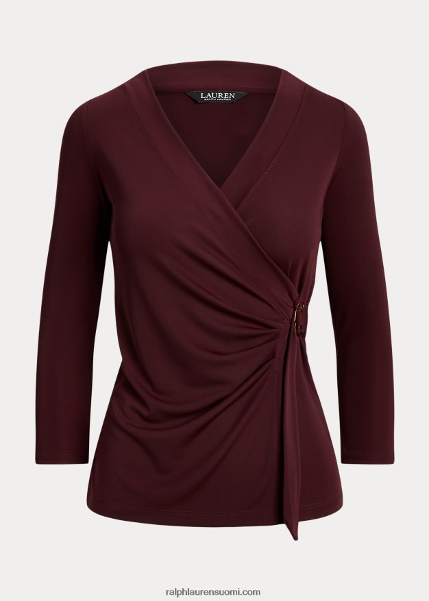 Ralph Lauren naiset stretch jersey toppi 0Z24ZR9158 vintage burgundia