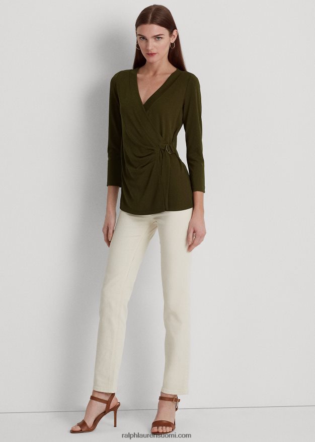 Ralph Lauren naiset stretch jersey toppi 0Z24ZR9159 kasvitieteellinen vihreä