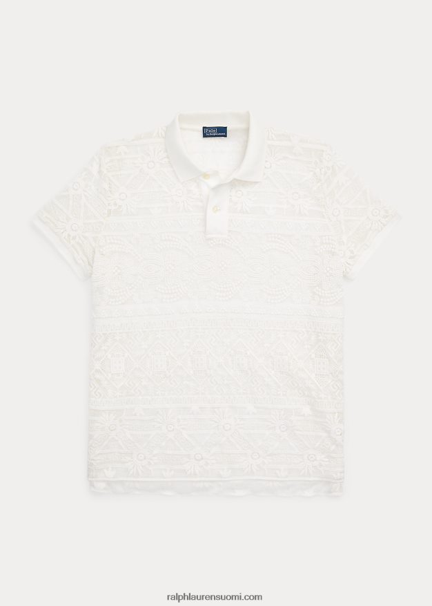 Ralph Lauren naiset geometrinen pitsinen poolopaita 0Z24ZR2923 pokaali kerma