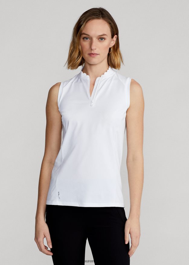 Ralph Lauren naiset hihaton neljännesvetoketjullinen poolopaita 0Z24ZR3750 keraaminen valkoinen