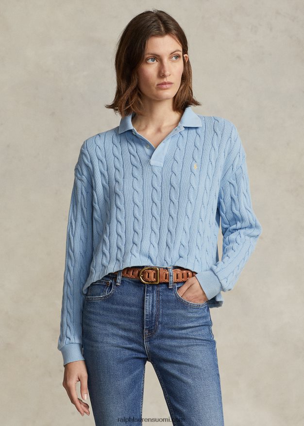 Ralph Lauren naiset kaapeli puuvilla poolopaita 0Z24ZR3174 puuterinsininen