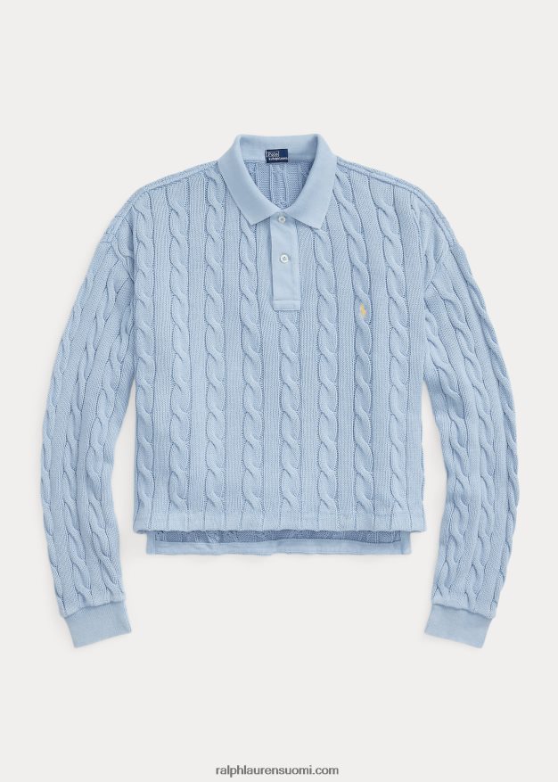 Ralph Lauren naiset kaapeli puuvilla poolopaita 0Z24ZR3174 puuterinsininen