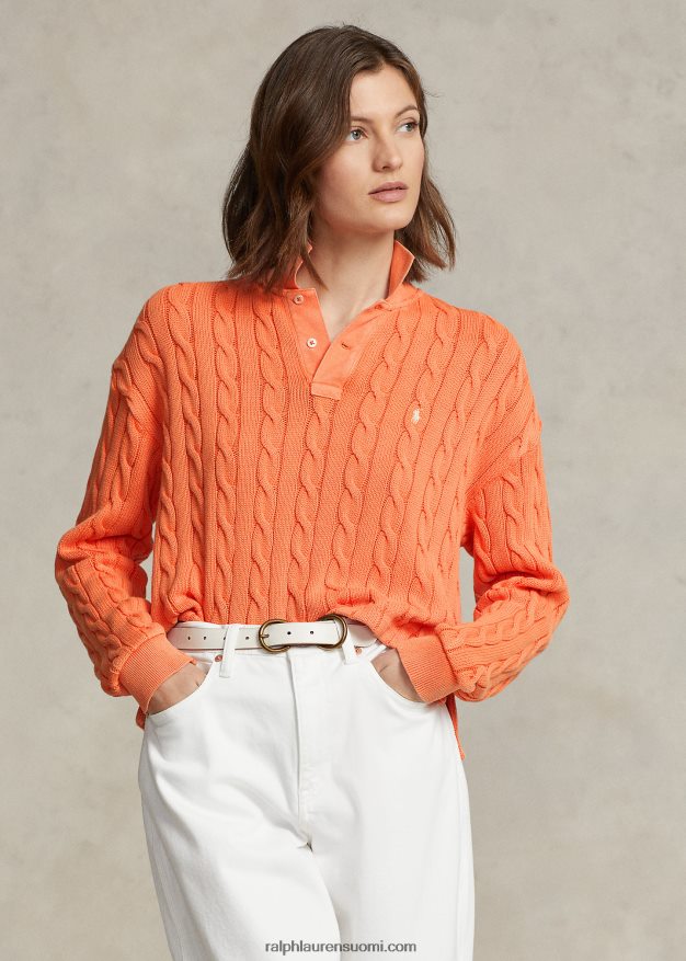 Ralph Lauren naiset kaapeli puuvilla poolopaita 0Z24ZR3175 auringonlaskun taivas