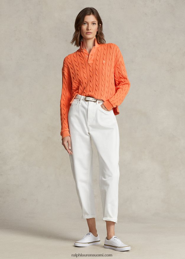 Ralph Lauren naiset kaapeli puuvilla poolopaita 0Z24ZR3175 auringonlaskun taivas