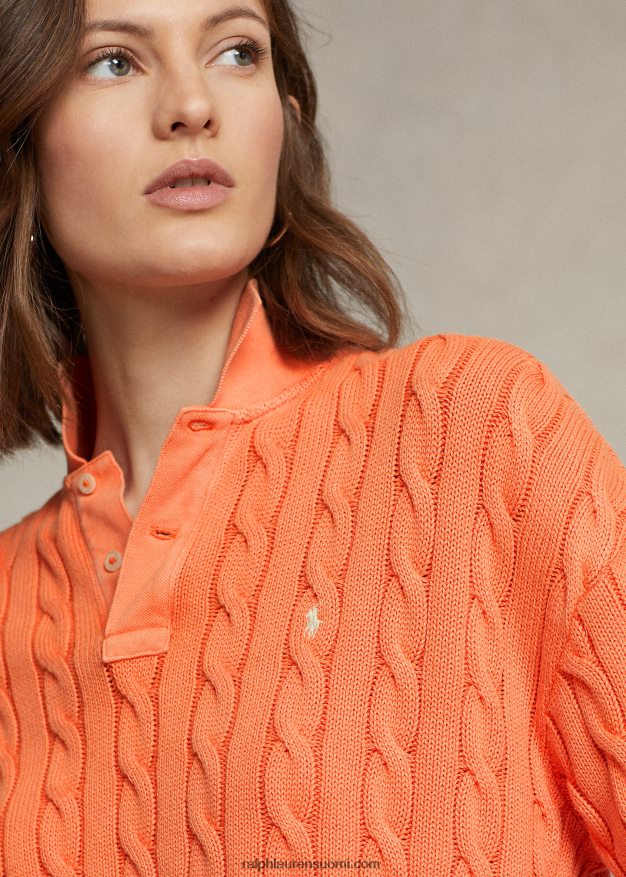 Ralph Lauren naiset kaapeli puuvilla poolopaita 0Z24ZR3175 auringonlaskun taivas