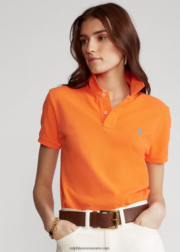Ralph Lauren naiset klassinen istuvuus mesh-poolopaita 0Z24ZR9218 lomakeskuksen oranssi
