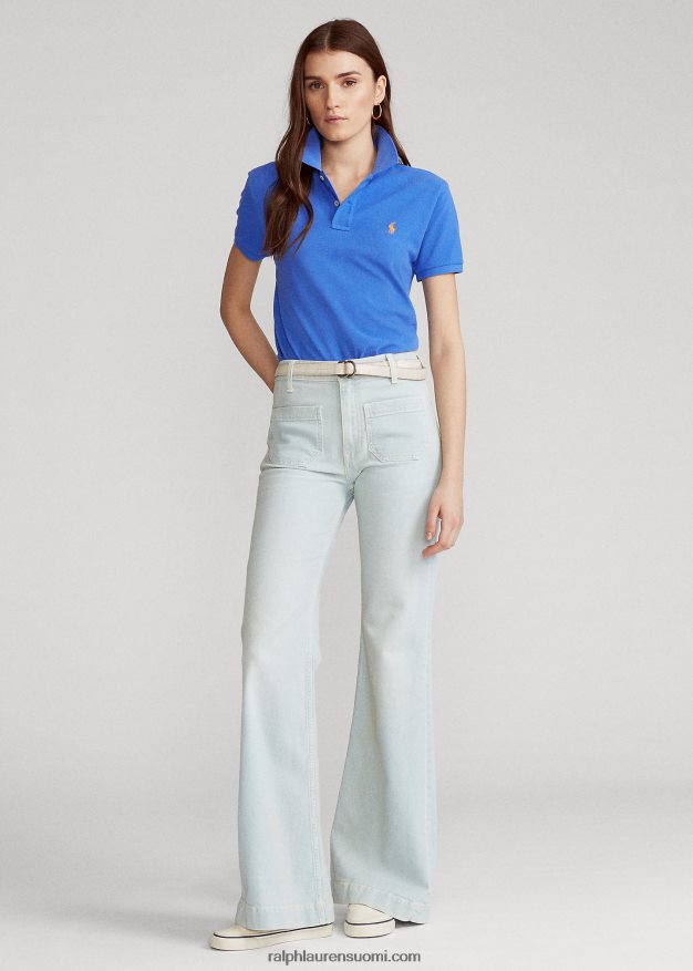 Ralph Lauren naiset klassinen istuvuus mesh-poolopaita 0Z24ZR9233 uusi iiriksen sininen