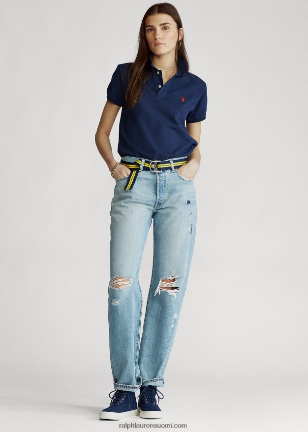 Ralph Lauren naiset klassinen istuvuus mesh-poolopaita 0Z24ZR9234 newport laivasto/punainen