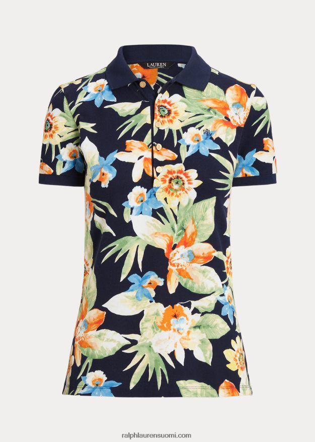 Ralph Lauren naiset kukkainen pikee poolopaita 0Z24ZR9572 laivasto multi