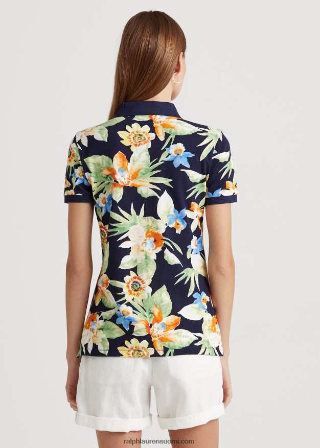 Ralph Lauren naiset kukkainen pikee poolopaita 0Z24ZR9572 laivasto multi