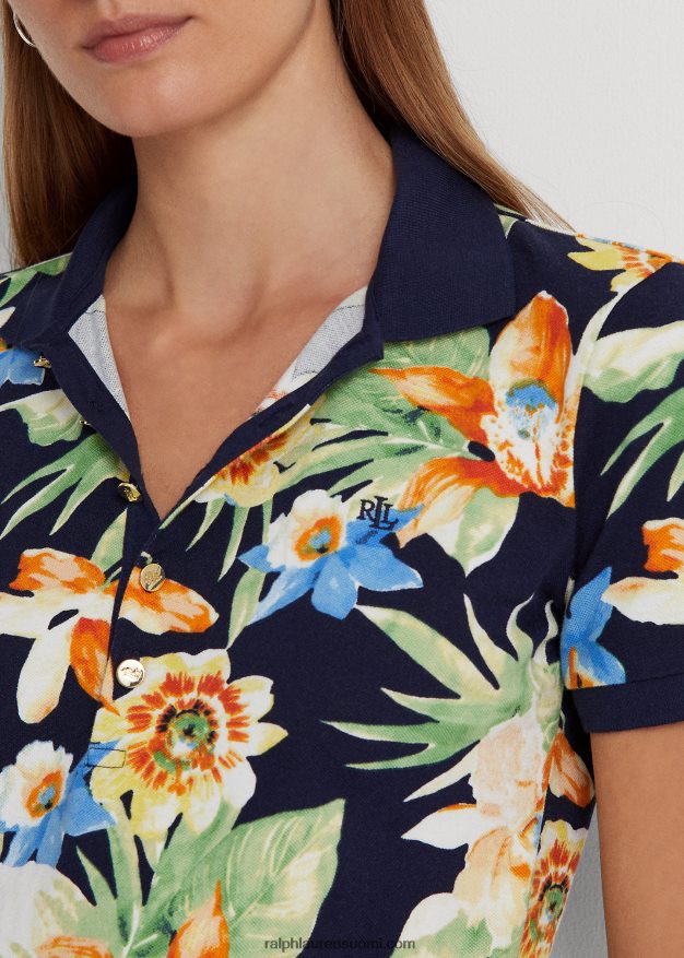 Ralph Lauren naiset kukkainen pikee poolopaita 0Z24ZR9572 laivasto multi