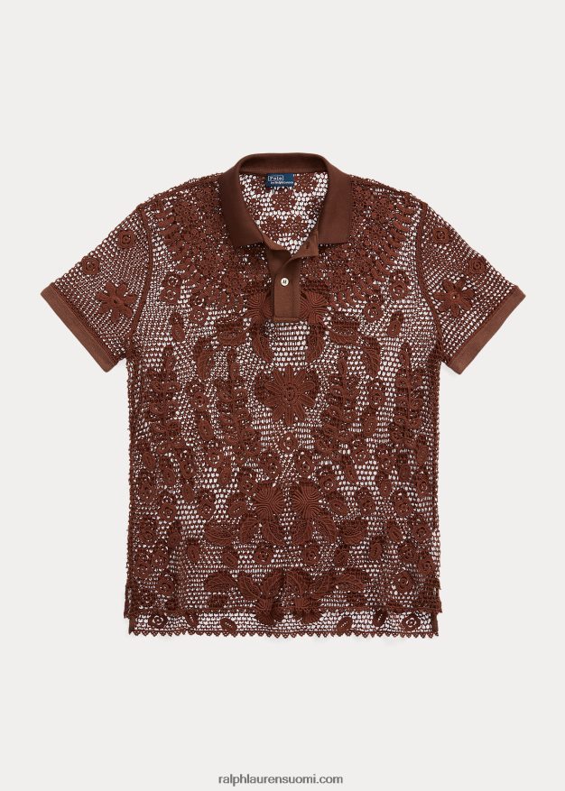 Ralph Lauren naiset kukkainen pitsinen poolopaita 0Z24ZR3206 suklaanruskea