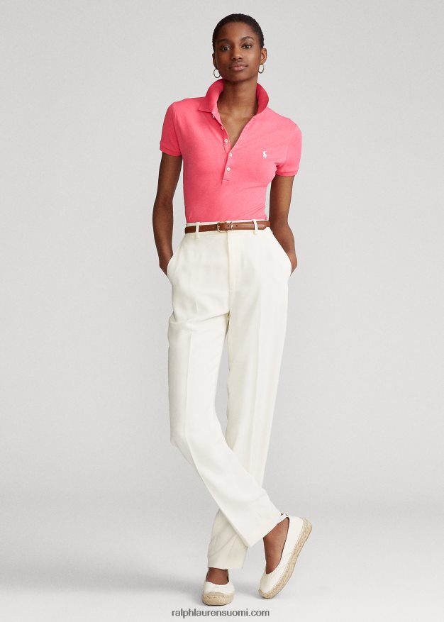 Ralph Lauren naiset ohut joustava poolopaita 0Z24ZR3243 kuuma pinkki
