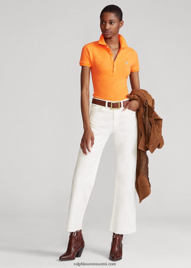 Ralph Lauren naiset ohut joustava poolopaita 0Z24ZR3250 lomakeskuksen oranssi