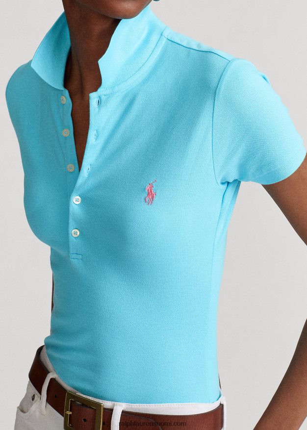 Ralph Lauren naiset ohut joustava poolopaita 0Z24ZR3261 turkoosi nova