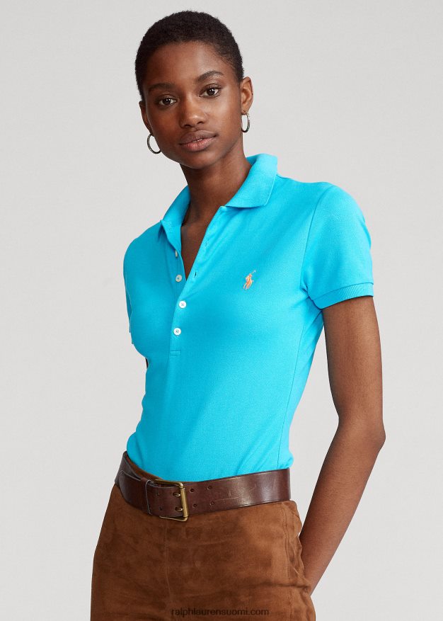 Ralph Lauren naiset ohut joustava poolopaita 0Z24ZR3262 poukaman sininen