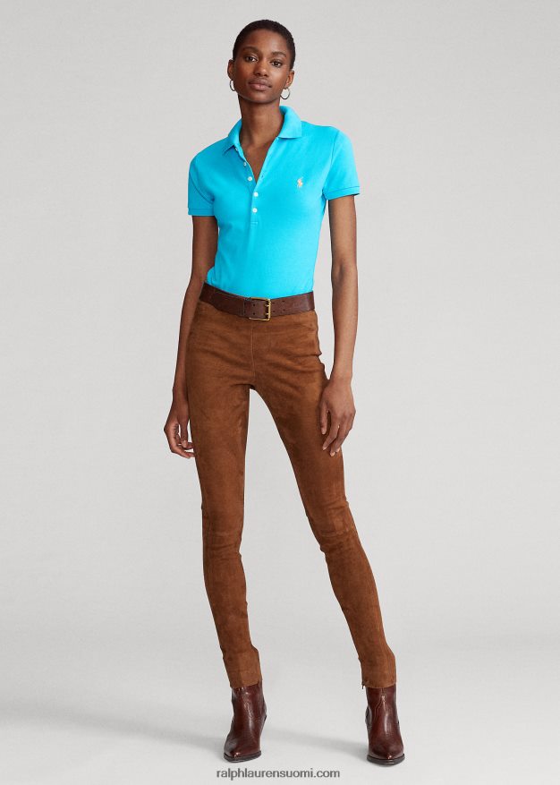 Ralph Lauren naiset ohut joustava poolopaita 0Z24ZR3262 poukaman sininen