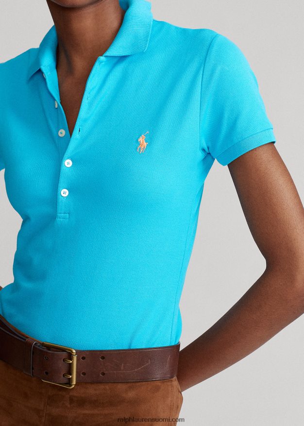 Ralph Lauren naiset ohut joustava poolopaita 0Z24ZR3262 poukaman sininen