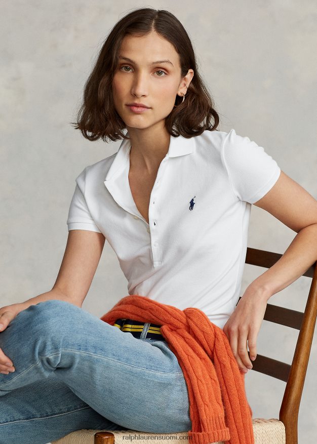 Ralph Lauren naiset ohut joustava poolopaita 0Z24ZR3271 valkoinen
