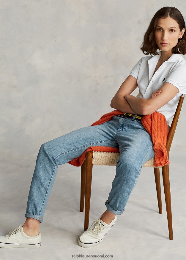 Ralph Lauren naiset ohut joustava poolopaita 0Z24ZR3271 valkoinen