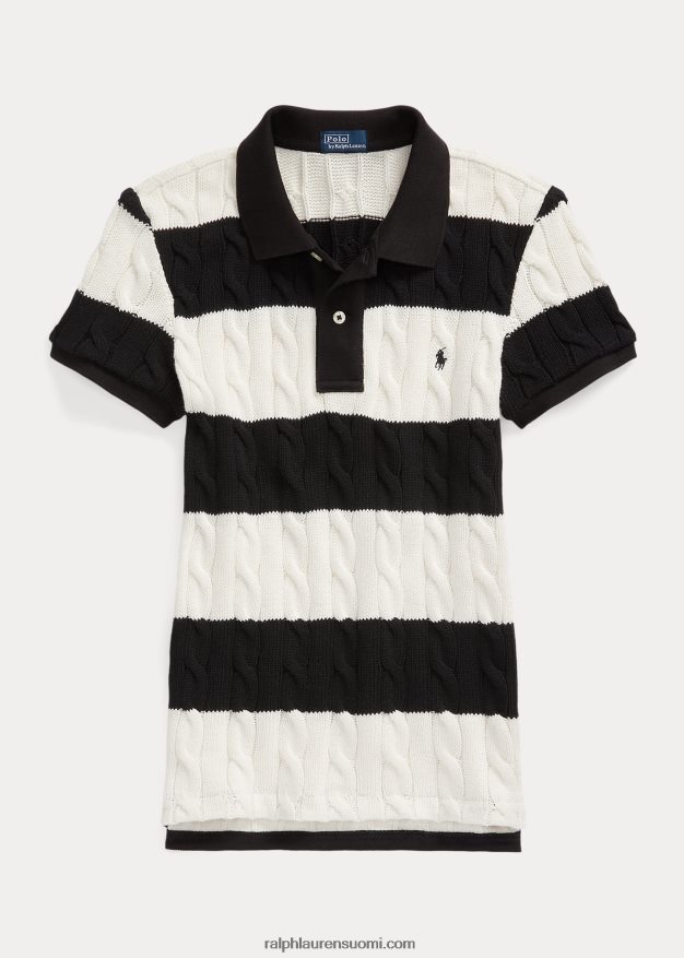 Ralph Lauren naiset ohut kaapelineulottu poolopaita 0Z24ZR2928 kerma/musta