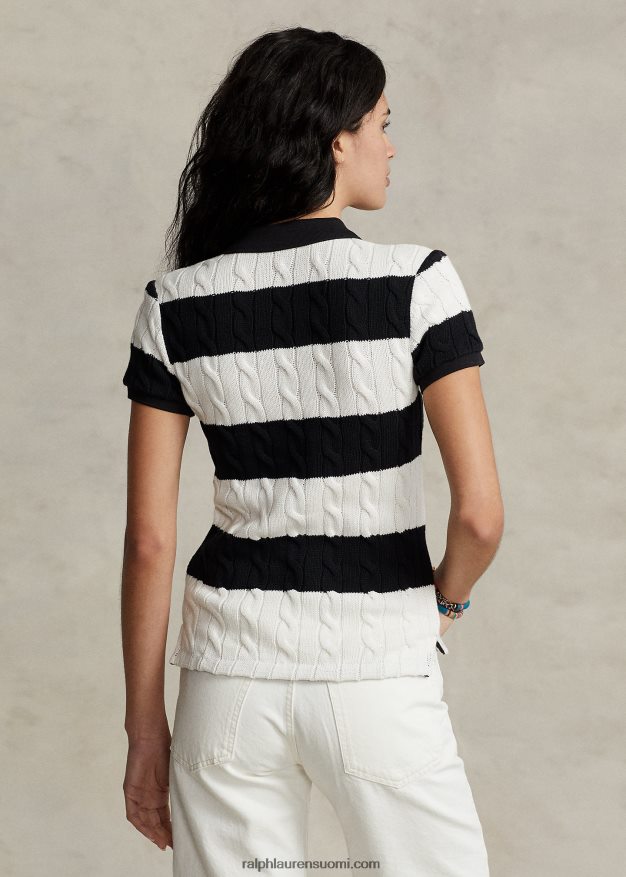 Ralph Lauren naiset ohut kaapelineulottu poolopaita 0Z24ZR2928 kerma/musta