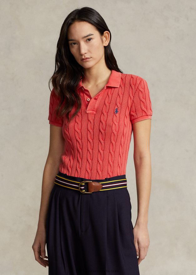 Ralph Lauren naiset ohut kaapelineulottu poolopaita 0Z24ZR3021 Rl 2000 punainen
