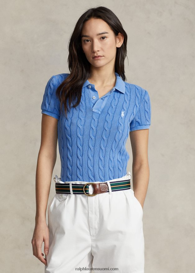Ralph Lauren naiset ohut kaapelineulottu poolopaita 0Z24ZR3023 colby sininen