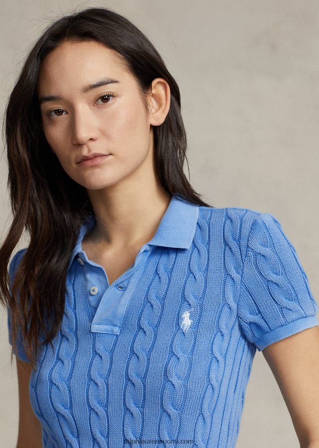 Ralph Lauren naiset ohut kaapelineulottu poolopaita 0Z24ZR3023 colby sininen