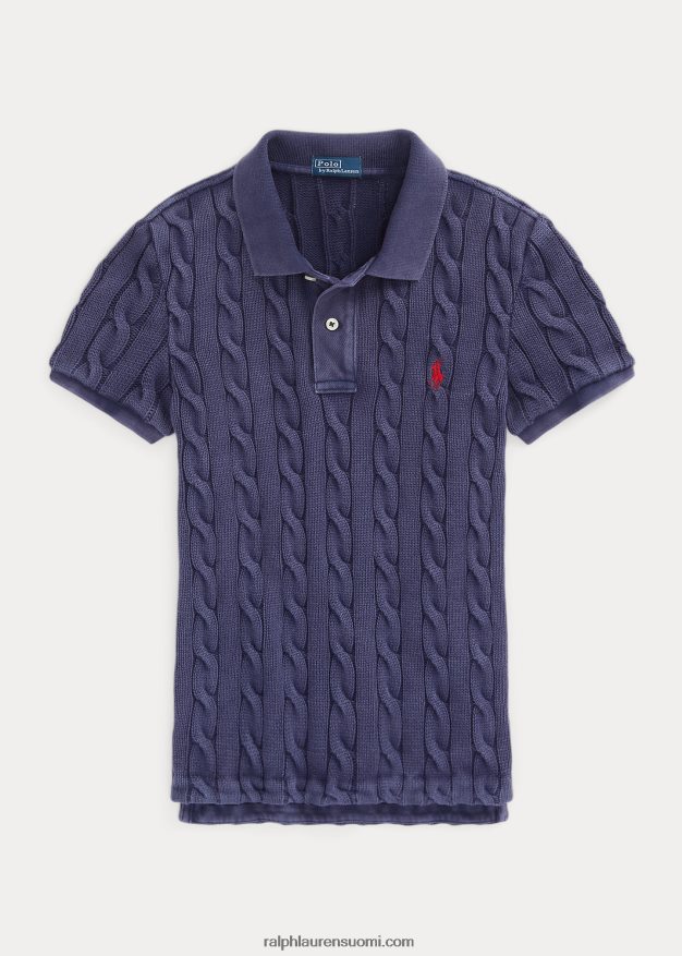 Ralph Lauren naiset ohut kaapelineulottu poolopaita 0Z24ZR3024 newportin laivasto