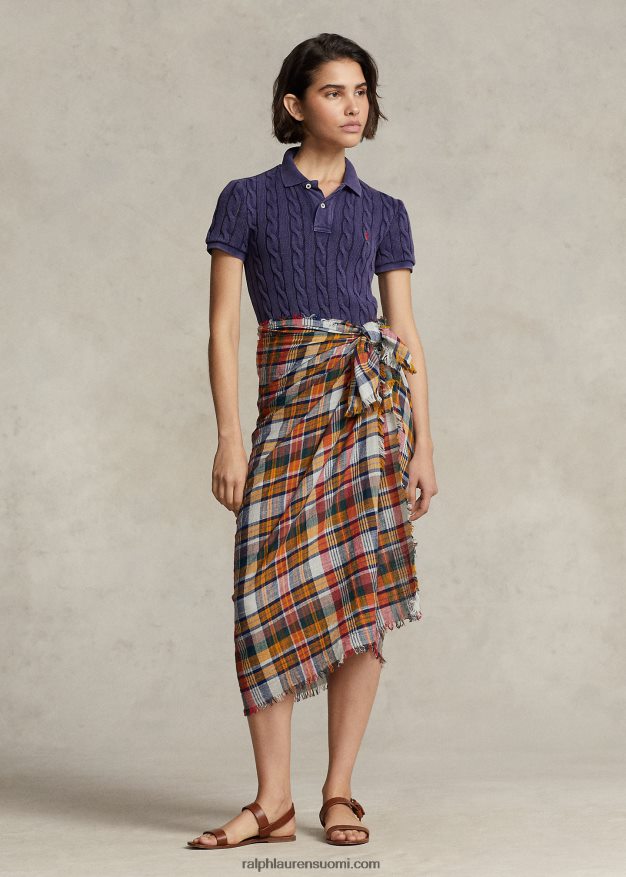 Ralph Lauren naiset ohut kaapelineulottu poolopaita 0Z24ZR3024 newportin laivasto