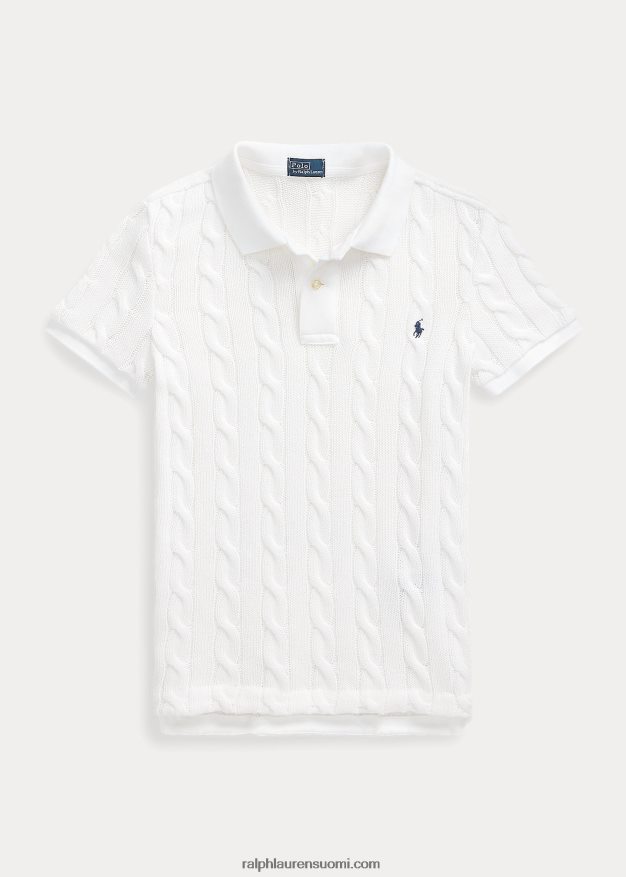 Ralph Lauren naiset ohut kaapelineulottu poolopaita 0Z24ZR3025 valkoinen