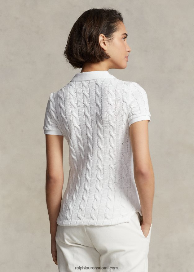 Ralph Lauren naiset ohut kaapelineulottu poolopaita 0Z24ZR3025 valkoinen