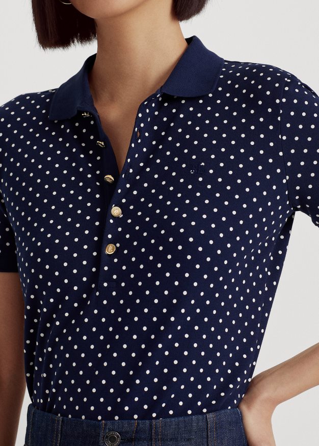 Ralph Lauren naiset pilkullinen pikee poolopaita 0Z24ZR4009 laivastonsininen/kerma