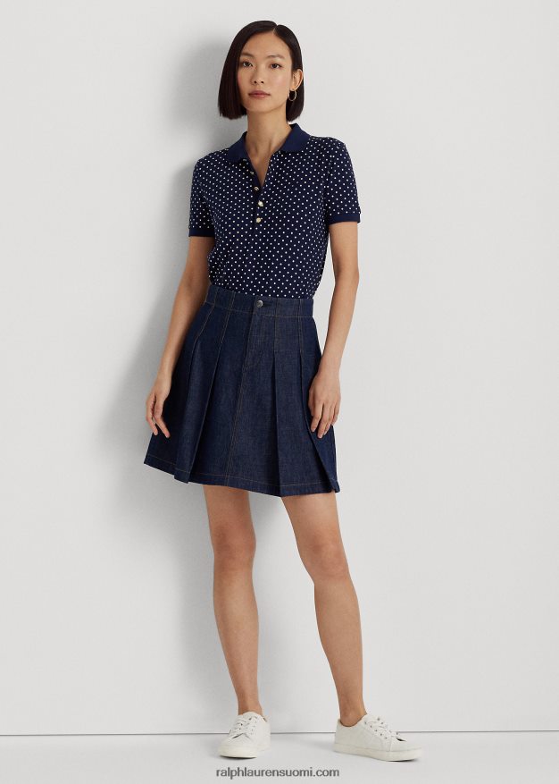 Ralph Lauren naiset pilkullinen pikee poolopaita 0Z24ZR4429 laivastonsininen/kerma